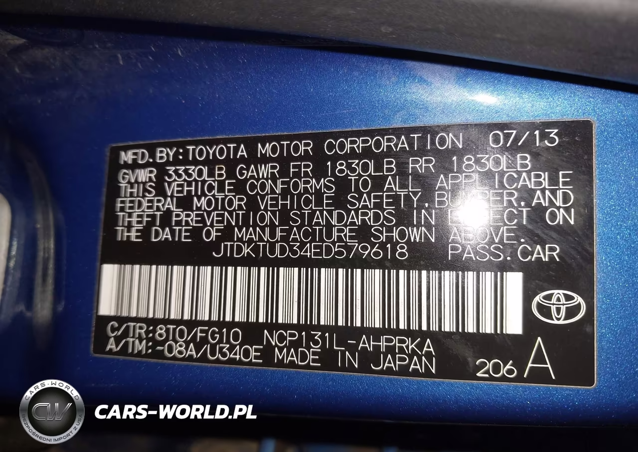 2014 Toyota Yaris L (Tmc-Cbu Plant) VIN:JTDKTUD34ED579618 - 9