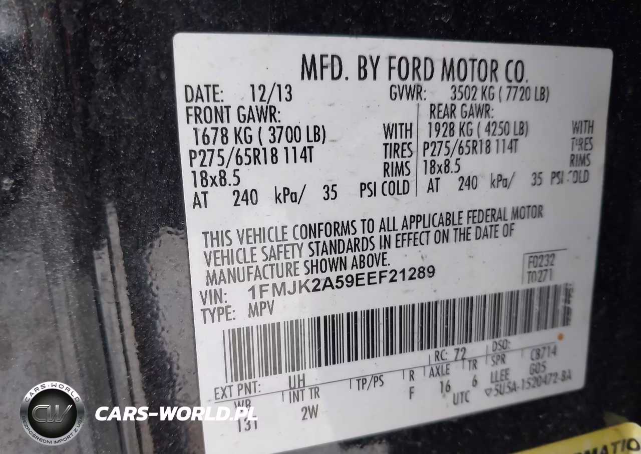 2014 Ford Expedition El Limited VIN:1FMJK2A59EEF21289 - 9
