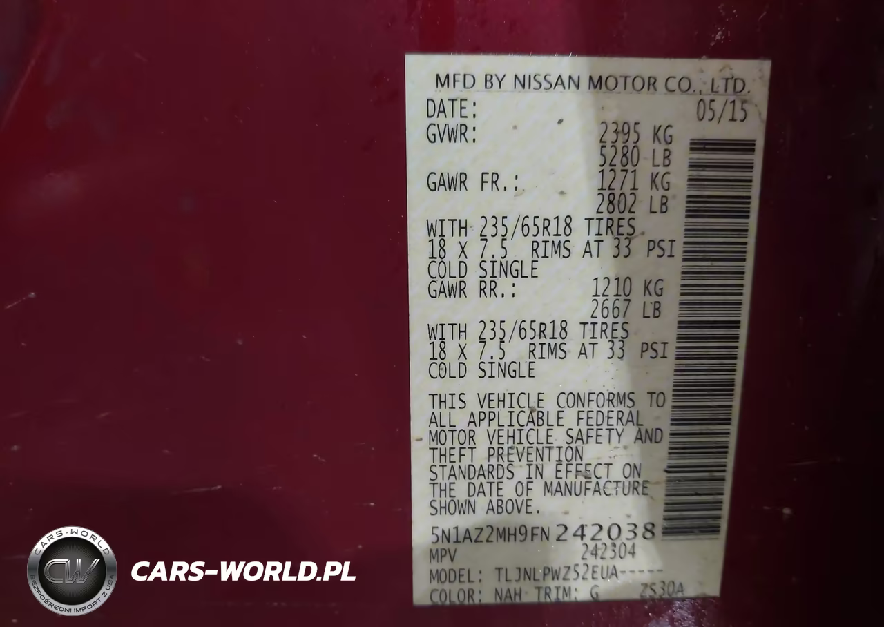 2015 Nissan Murano S VIN:5N1AZ2MH9FN242038 - 9