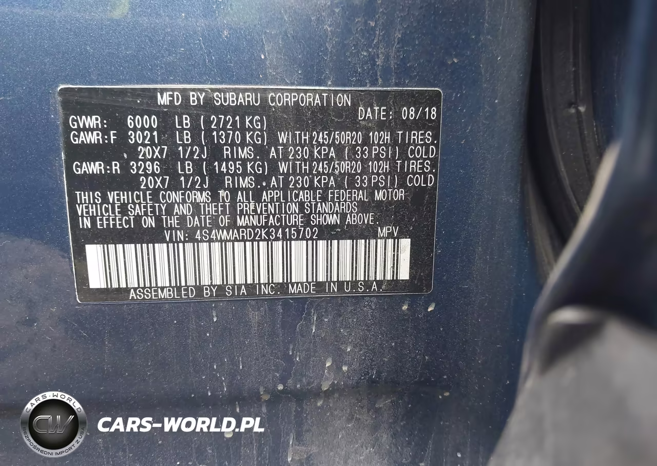 2019 Subaru Ascent Touring VIN:4S4WMARD2K3415702 - 9