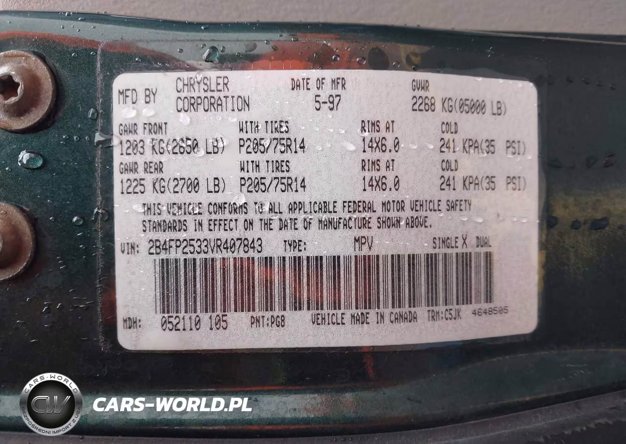 1997 Dodge Caravan VIN:2B4FP2533VR407843 - 9