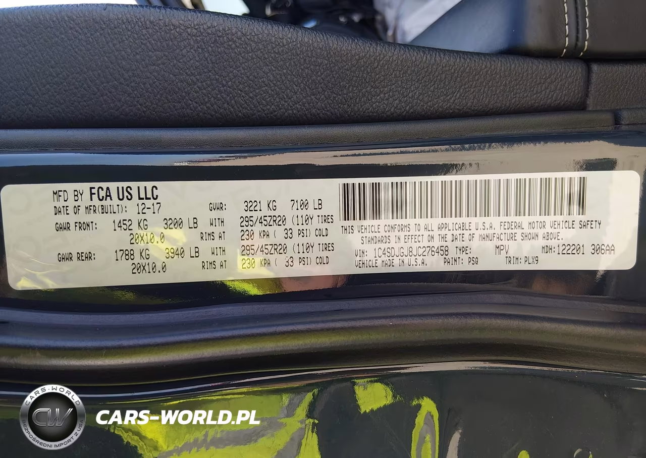 2018 Dodge Durango Srt Awd VIN:1C4SDJGJ8JC276458 - 9