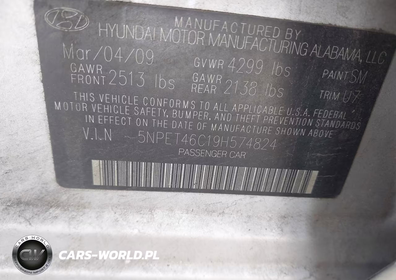 2009 Hyundai Sonata Gls VIN:5NPET46C19H574824 - 9