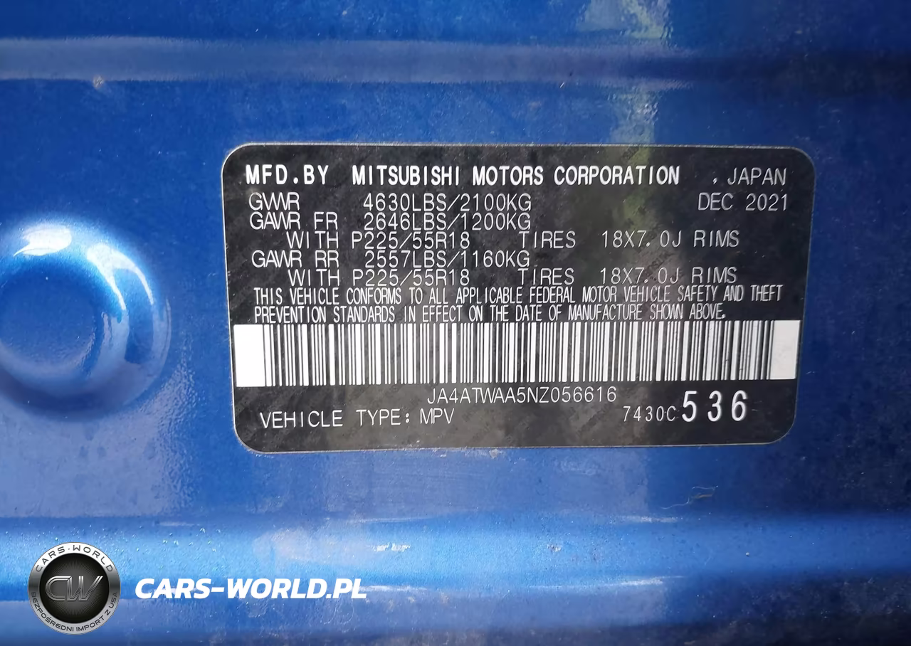 2022 Mitsubishi Eclipse Cross Se S-Awc-Se Special Edition S-Awc-Sel S-Awc-Sel Special Edition S-Awc VIN:JA4ATWAA5NZ056616 - 9