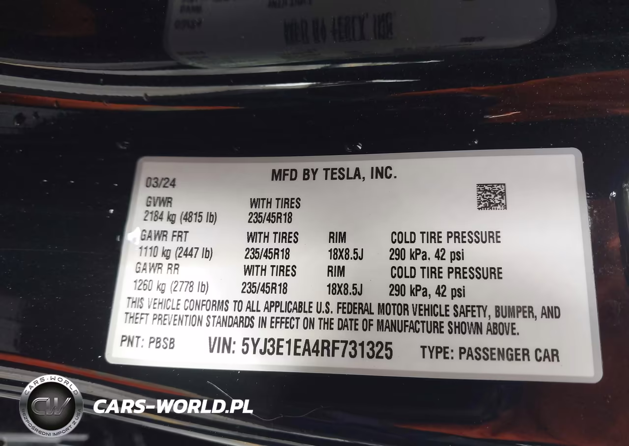 2024 Tesla Model 3 Long Range Dual Motor All-Wheel Drive-Rear-Wheel Drive VIN:5YJ3E1EA4RF731325 - 9