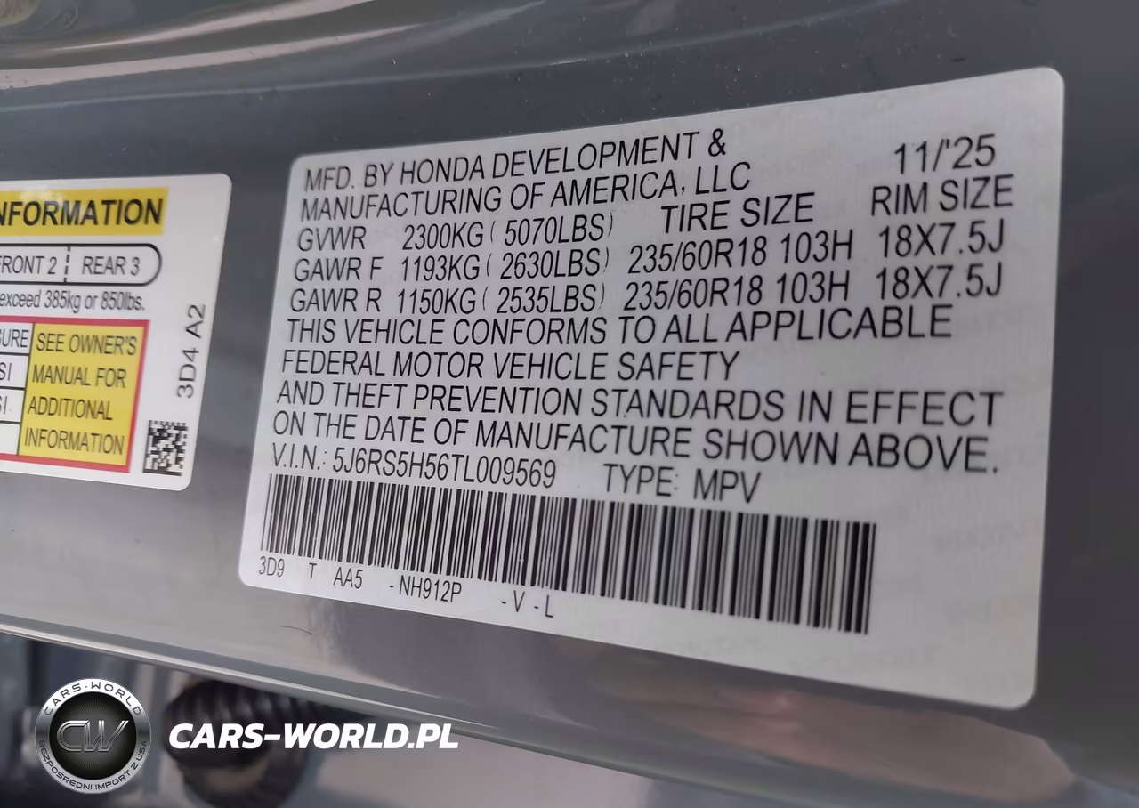 2026 Honda Cr-V Hybrid 2Wd Sport VIN:5J6RS5H56TL009569 - 9