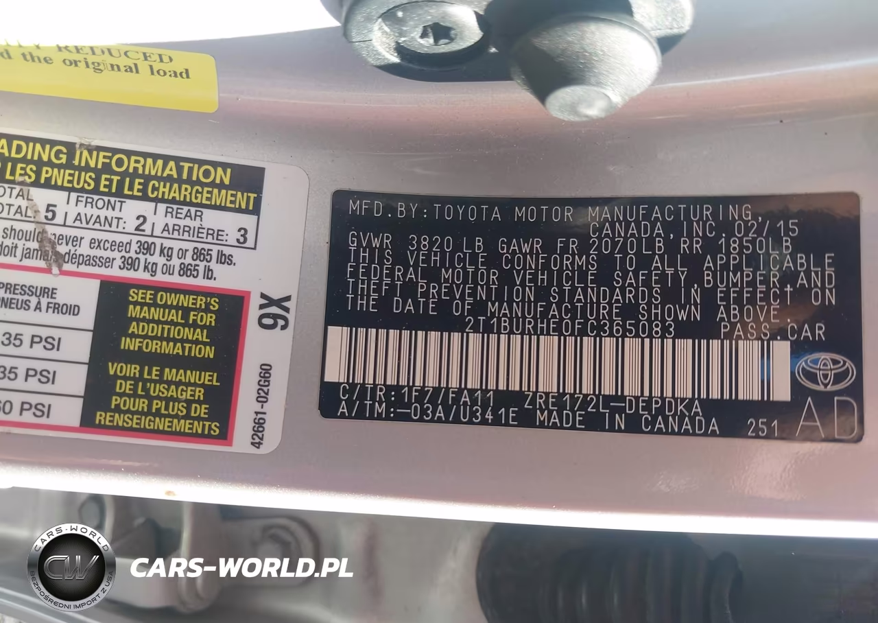 2015 Toyota Corolla L VIN:2T1BURHE0FC365083 - 9