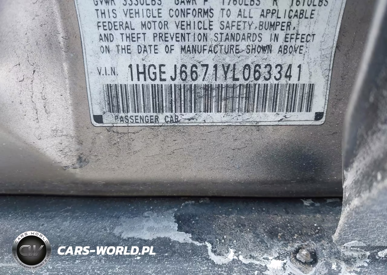 2000 Honda Civic Lx VIN:1HGEJ6671YL063341 - 9