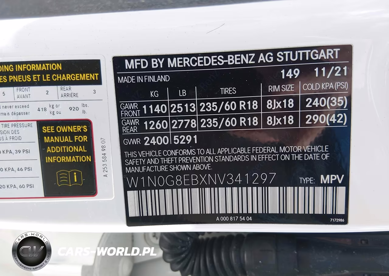 2022 Mercedes-Benz Glc 300 4Matic Suv VIN:W1N0G8EBXNV341297 - 9