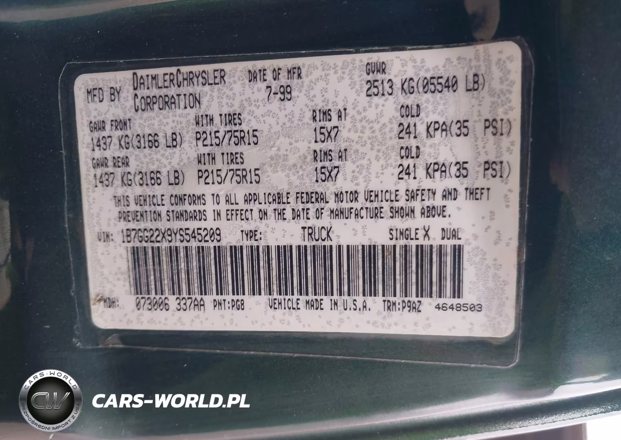 2000 Dodge Dakota Slt-Sport VIN:1B7GG22X9YS545209 - 9