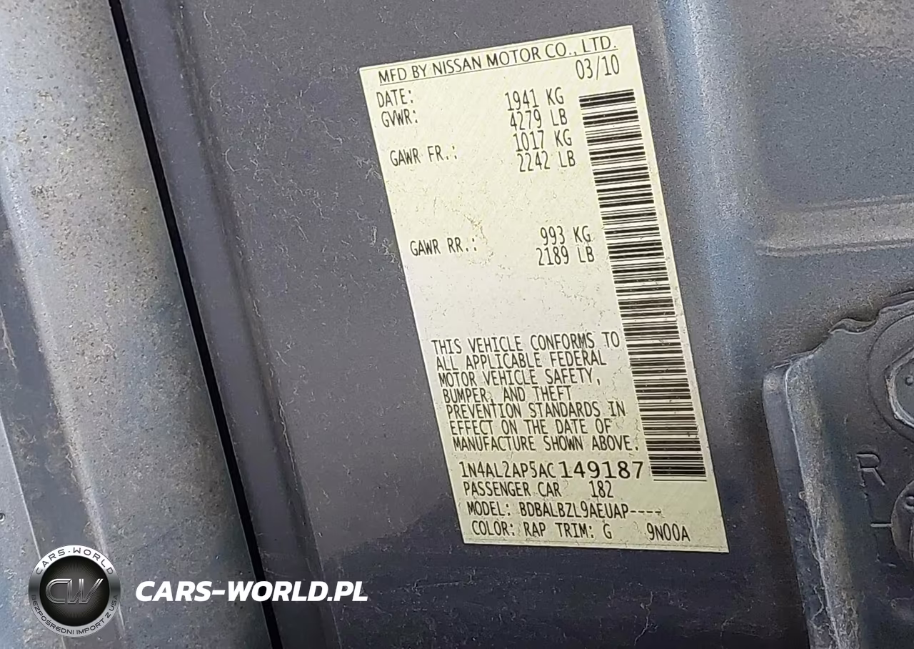 2010 Nissan Altima 2.5 S VIN:1N4AL2AP5AC149187 - 9