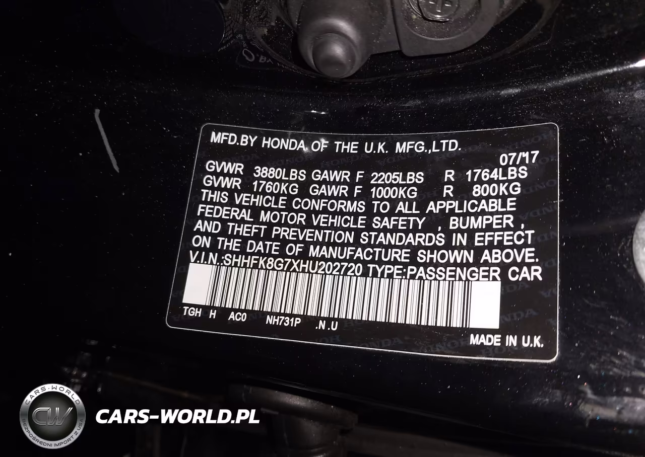 2017 Honda Civic Type R Touring VIN:SHHFK8G7XHU202720 - 9