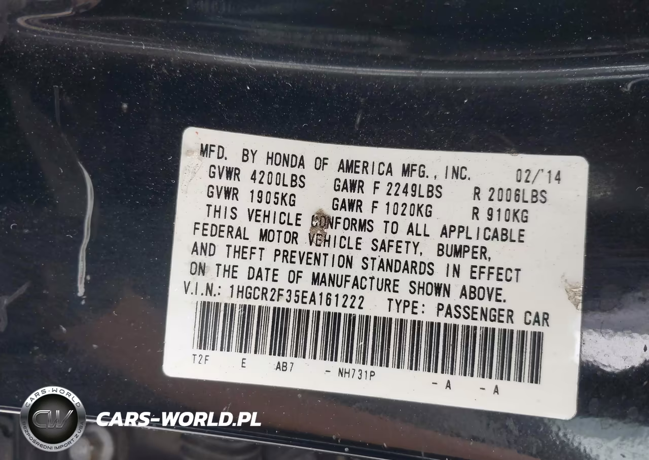 2014 Honda Accord Lx VIN:1HGCR2F35EA161222 - 9