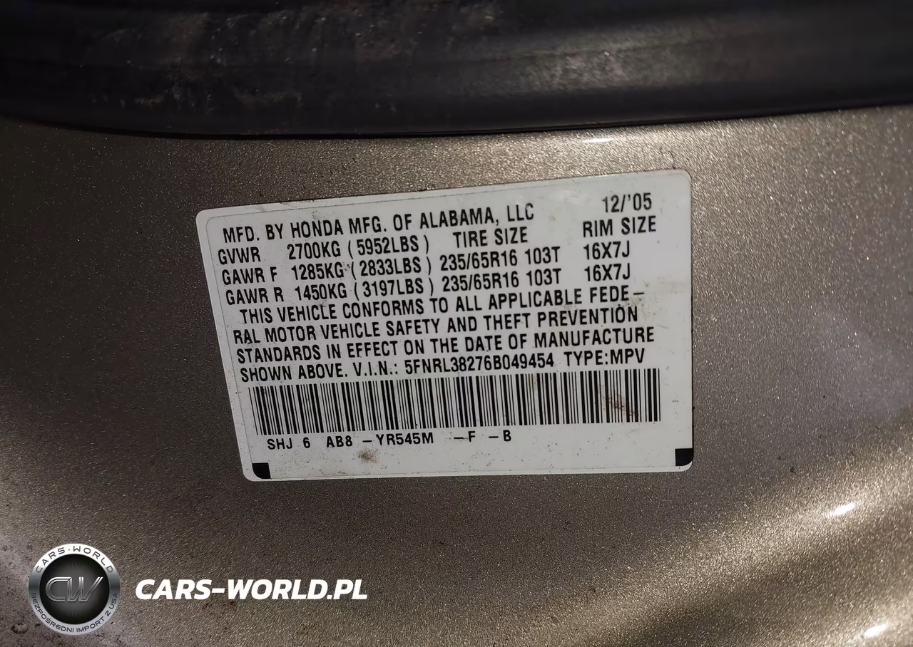 2006 Honda Odyssey Lx VIN:5FNRL38276B049454 - 9