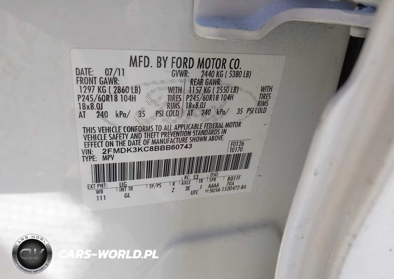 2011 Ford Edge Limited VIN:2FMDK3KC8BBB60743 - 9