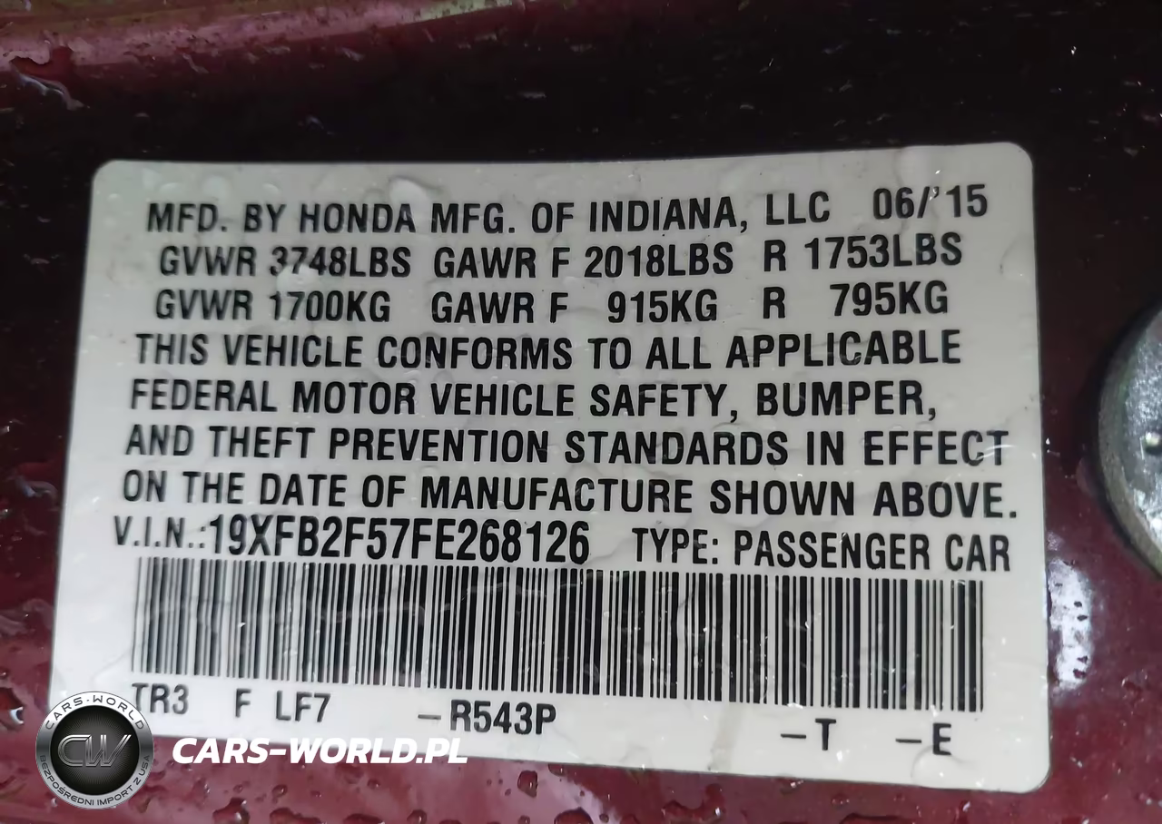 2015 Honda Civic Lx VIN:19XFB2F57FE268126 - 9