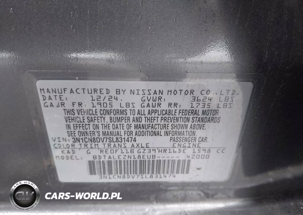 2025 Nissan Versa 1.6 S VIN:3N1CN8DV7SL831474 - 9