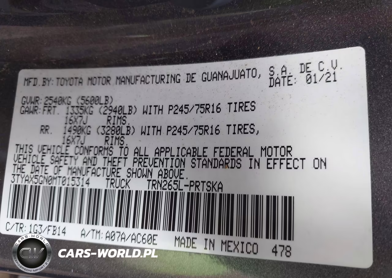 2021 Toyota Tacoma Sr VIN:3TYAX5GN0MT015314 - 9