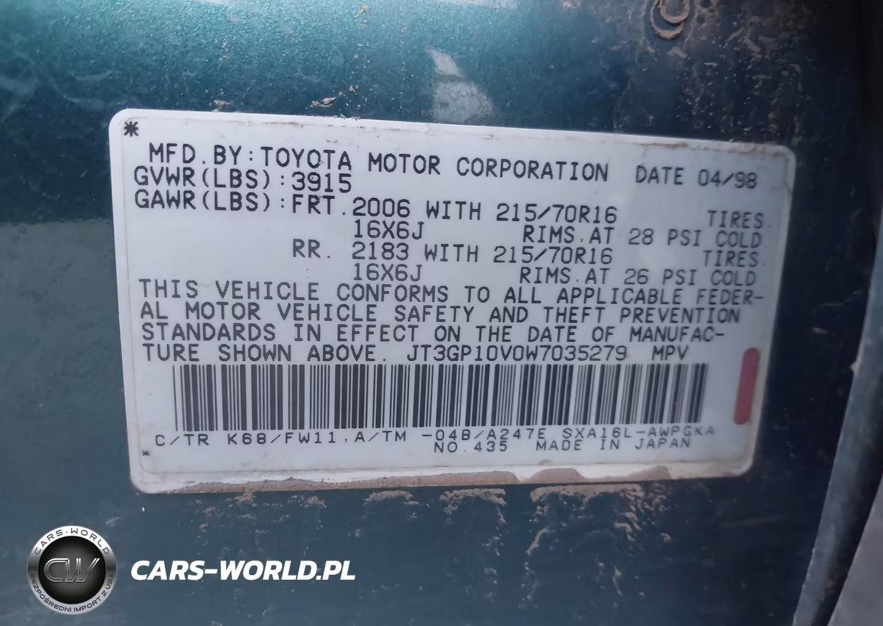1998 Toyota Rav4 VIN:JT3GP10V0W7035279 - 9