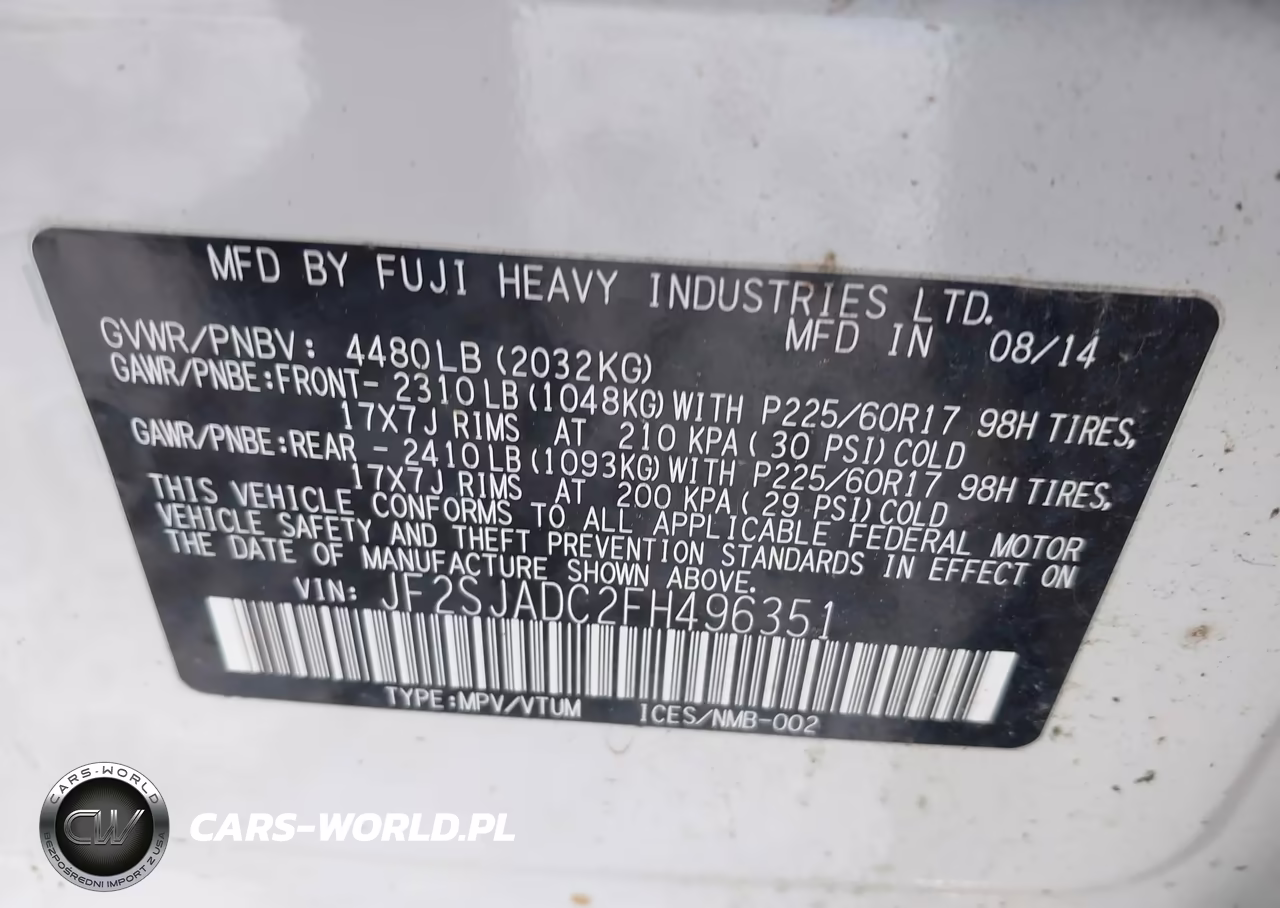 2015 Subaru Forester 2.5I Premium VIN:JF2SJADC2FH496351 - 9