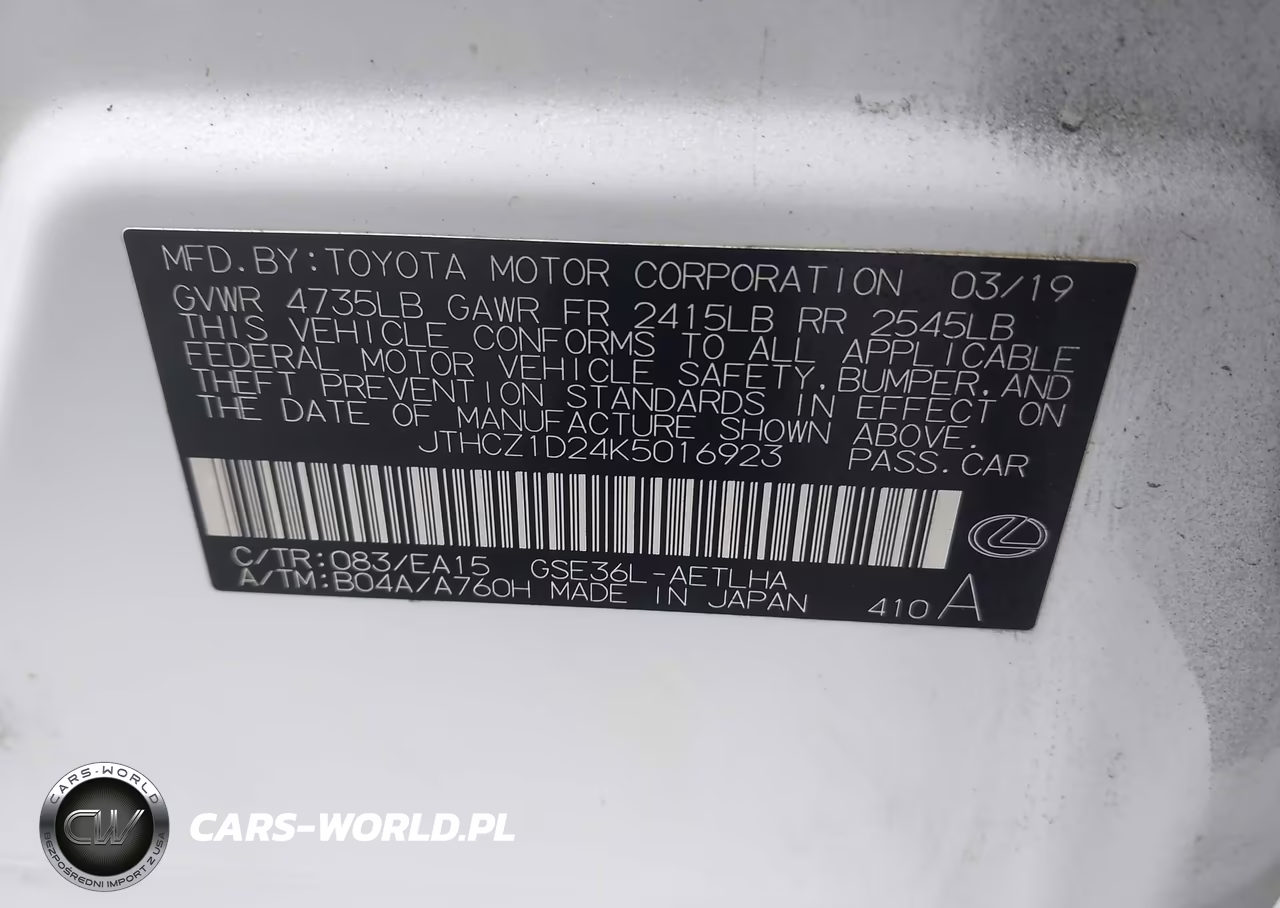 2019 Lexus Is 350 VIN:JTHCZ1D24K5016923 - 9