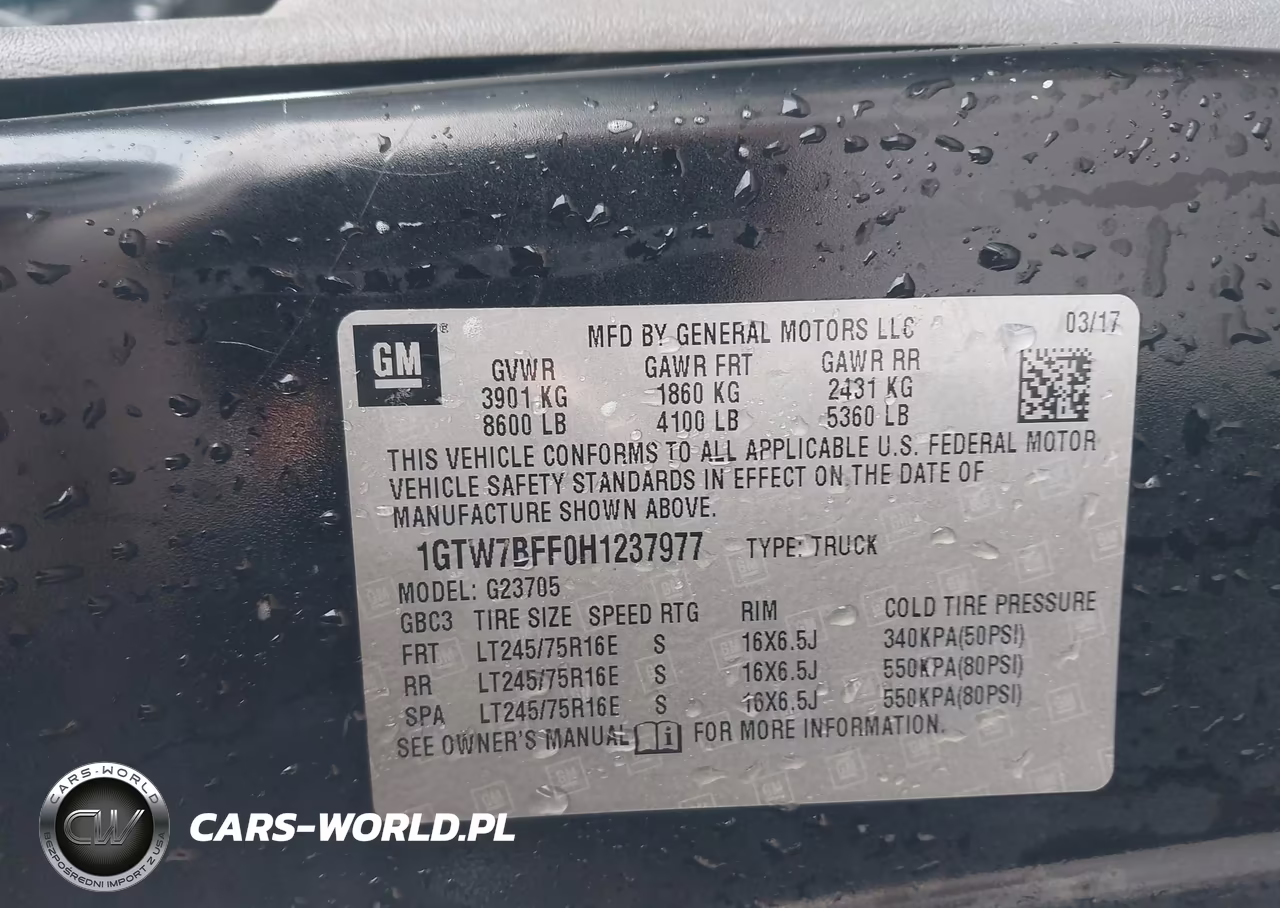 2017 GMC Savana 2500 Work Van VIN:1GTW7BFF0H1237977 - 9