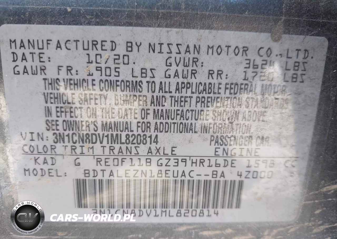 2021 Nissan Versa S Xtronic Cvt VIN:3N1CN8DV1ML820814 - 9