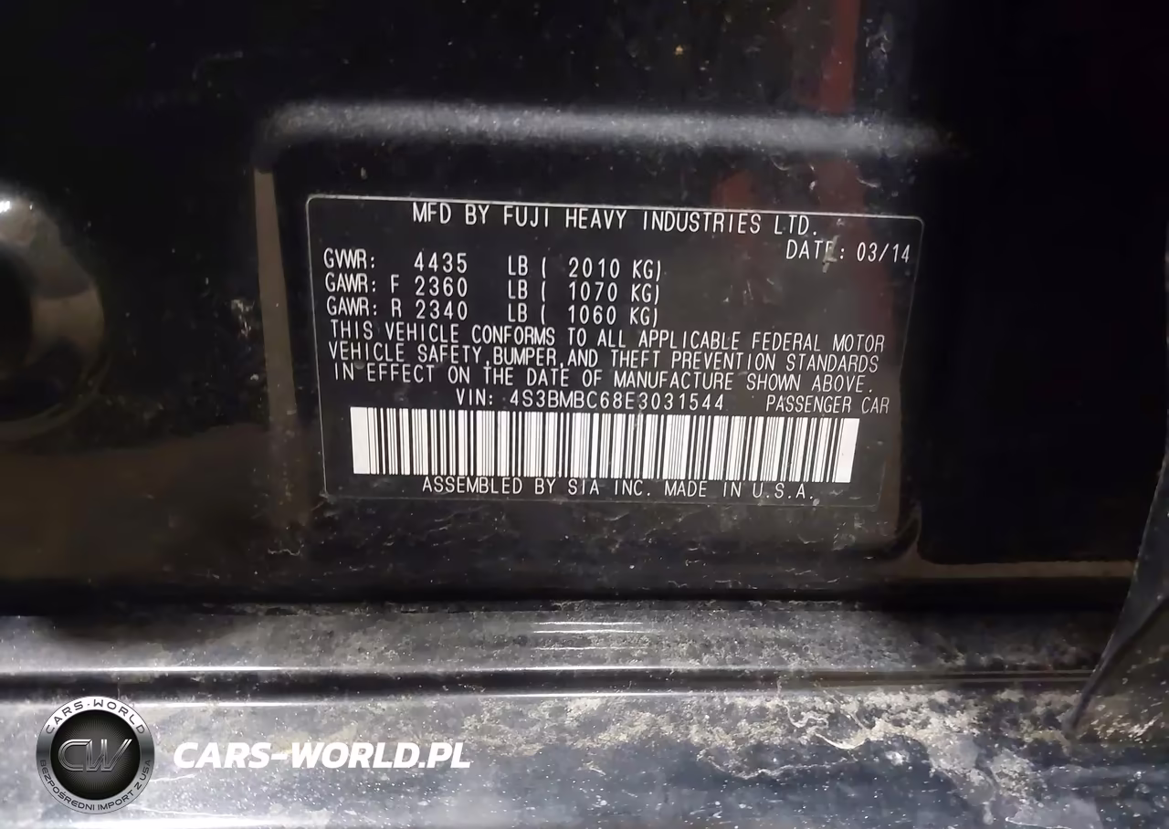 2014 Subaru Legacy 2.5I Premium VIN:4S3BMBC68E3031544 - 9