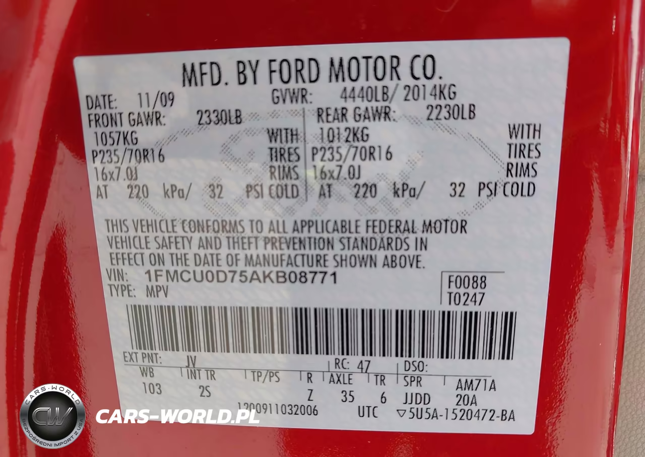 2010 Ford Escape Xlt VIN:1FMCU0D75AKB08771 - 9