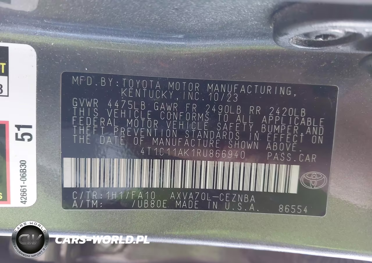 2024 Toyota Camry Le VIN:4T1C11AK1RU866940 - 9