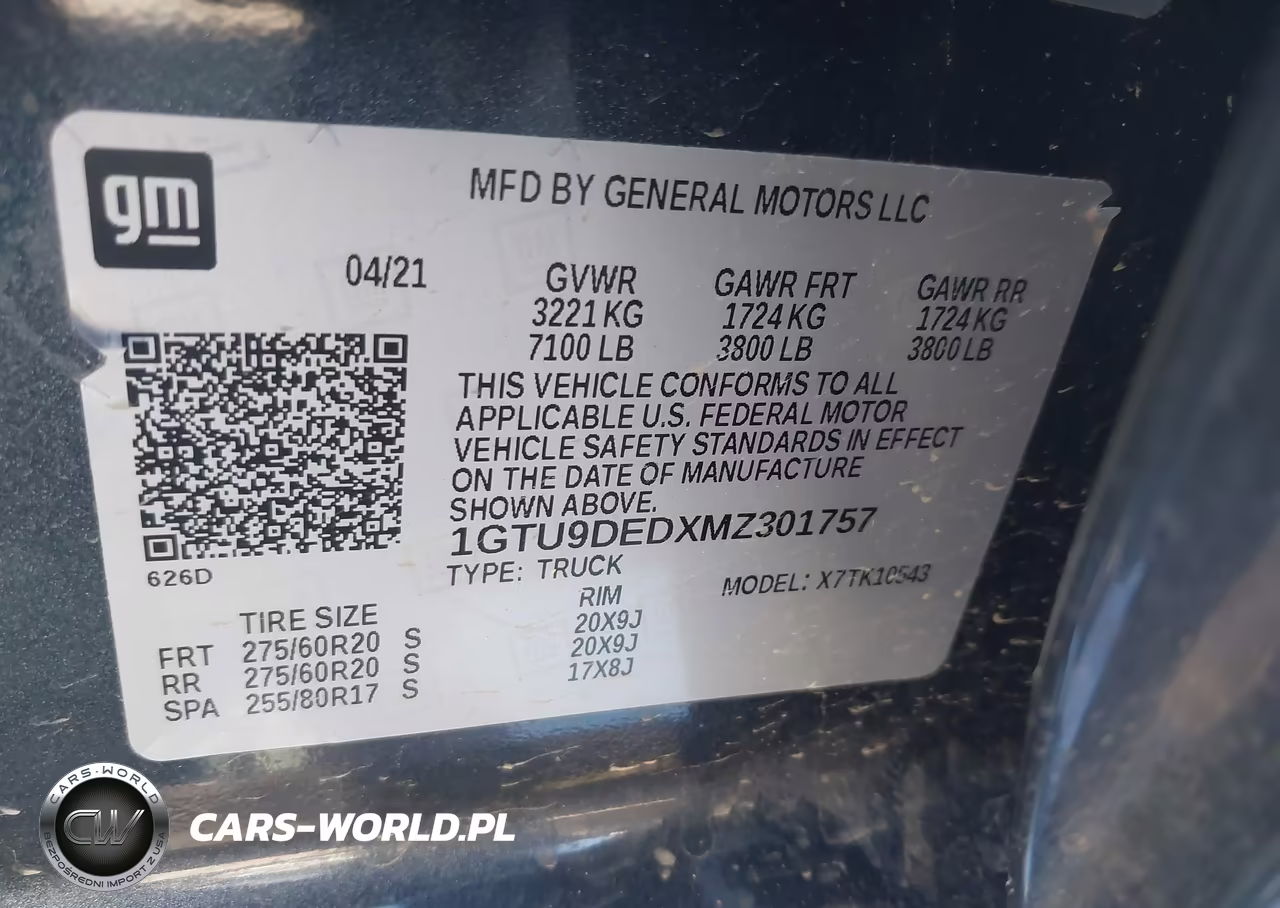 2021 GMC Sierra 1500 4Wd Short Box Slt VIN:1GTU9DEDXMZ301757 - 9