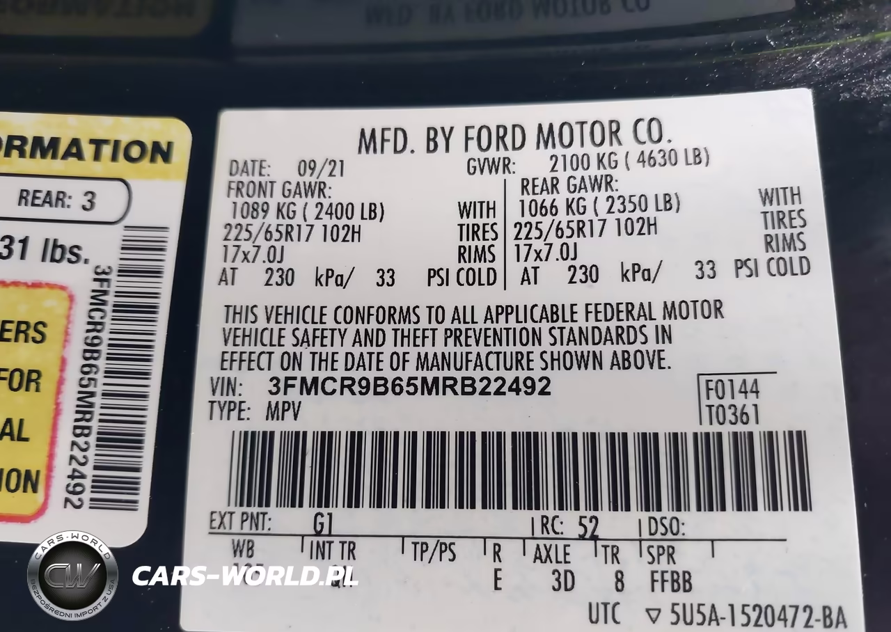 2021 Ford Bronco Sport Big Bend VIN:3FMCR9B65MRB22492 - 9