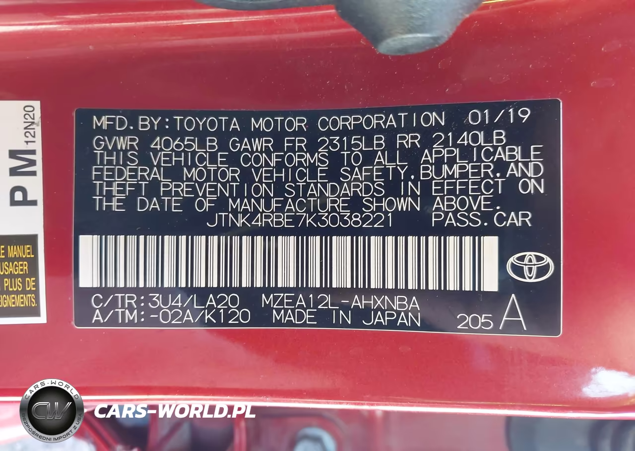 2019 Toyota Corolla Xse VIN:JTNK4RBE7K3038221 - 9