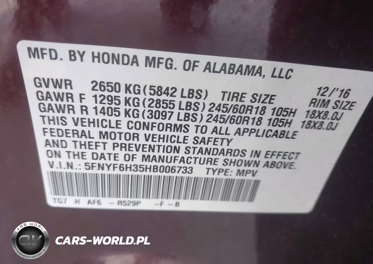 2017 Honda Pilot Ex VIN:5FNYF6H35HB006733 - 9