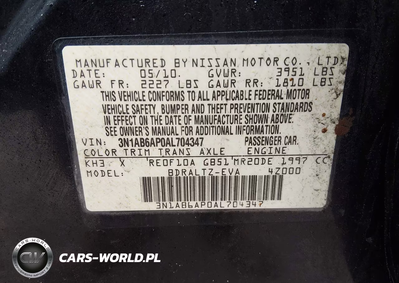 2010 Nissan Sentra 2.0Sr VIN:3N1AB6AP0AL704347 - 9