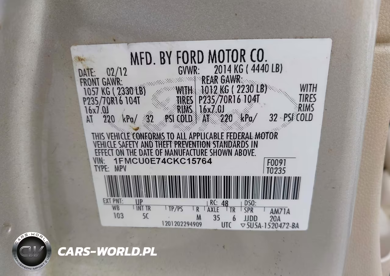 2012 Ford Escape Limited VIN:1FMCU0E74CKC15764 - 9