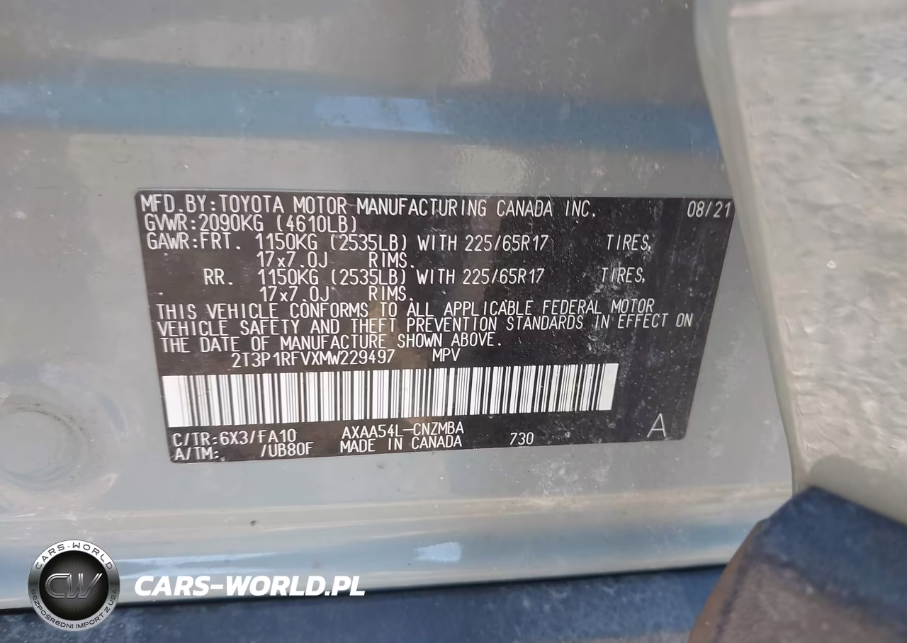 2021 Toyota Rav4 Xle VIN:2T3P1RFVXMW229497 - 9