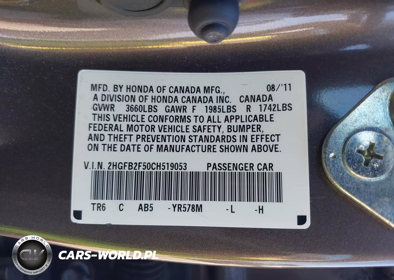 2012 Honda Civic Lx VIN:2HGFB2F50CH519053 - 9