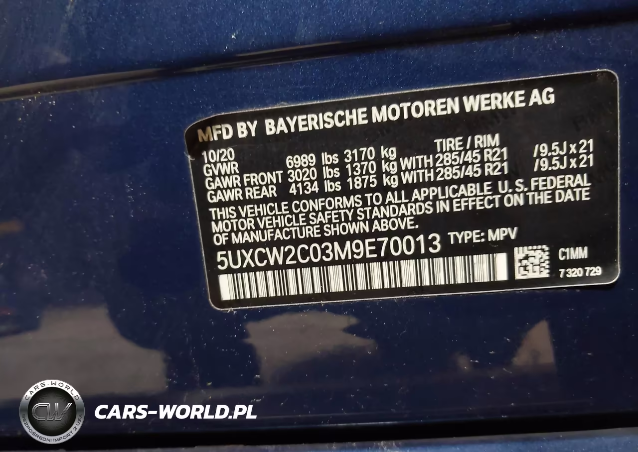 2021 BMW X7 xDrive40I VIN:5UXCW2C03M9E70013 - 9