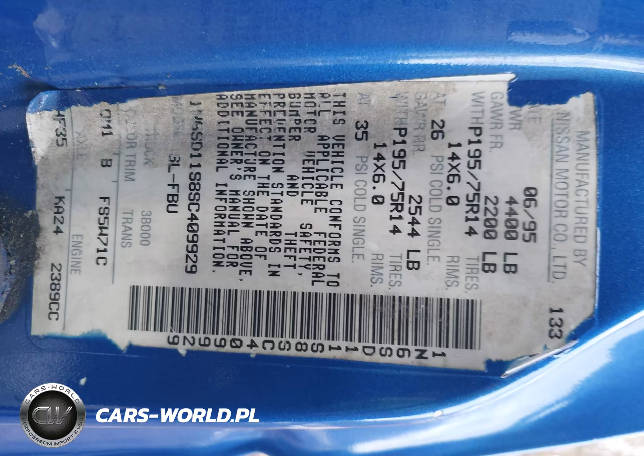1995 Nissan Truck E-Xe VIN:1N6SD11S8SC409929 - 9
