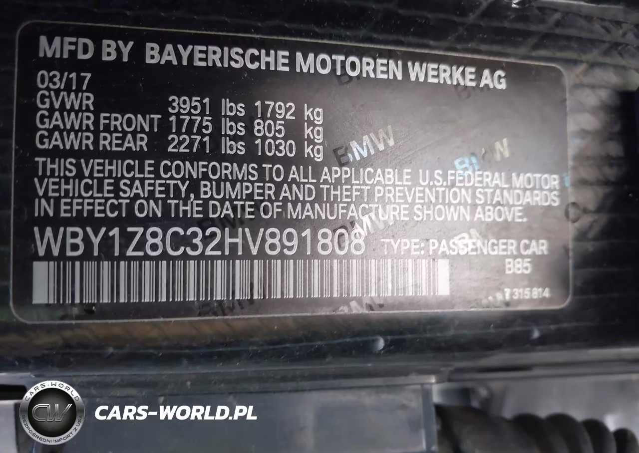 2017 BMW I3 94 Ah W-Range Extender VIN:WBY1Z8C32HV891808 - 9