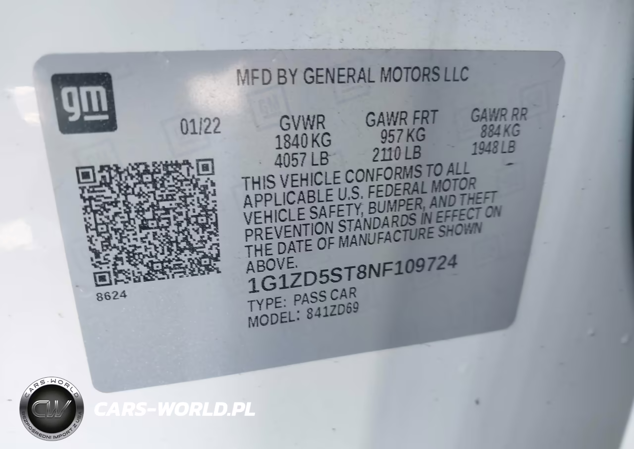 2022 Chevrolet Malibu Fwd Lt VIN:1G1ZD5ST8NF109724 - 9