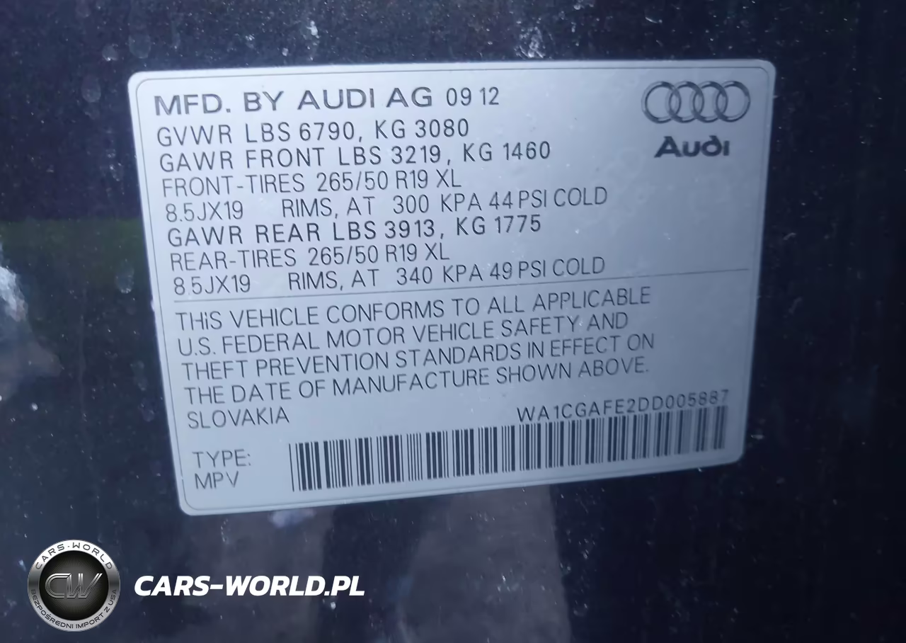 2013 Audi Q7 3.0T Premium VIN:WA1CGAFE2DD005887 - 9