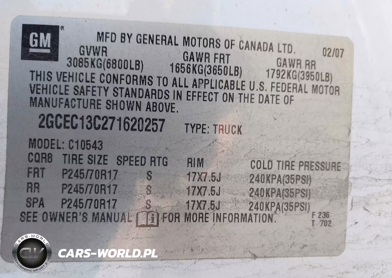 2007 Chevrolet Silverado 1500 Work Truck VIN:2GCEC13C271620257 - 9
