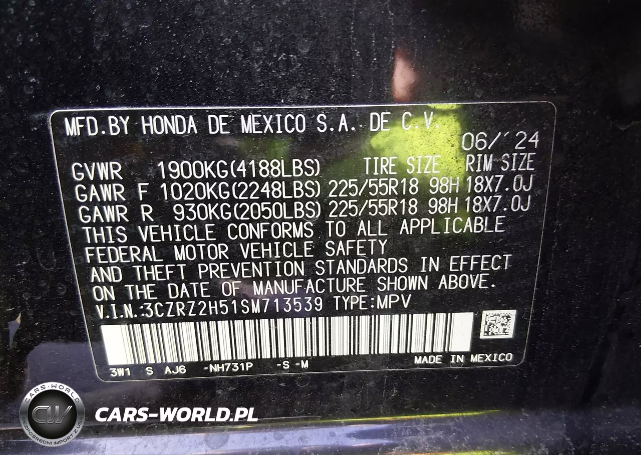 2025 Honda Hr-V Awd Sport VIN:3CZRZ2H51SM713539 - 9
