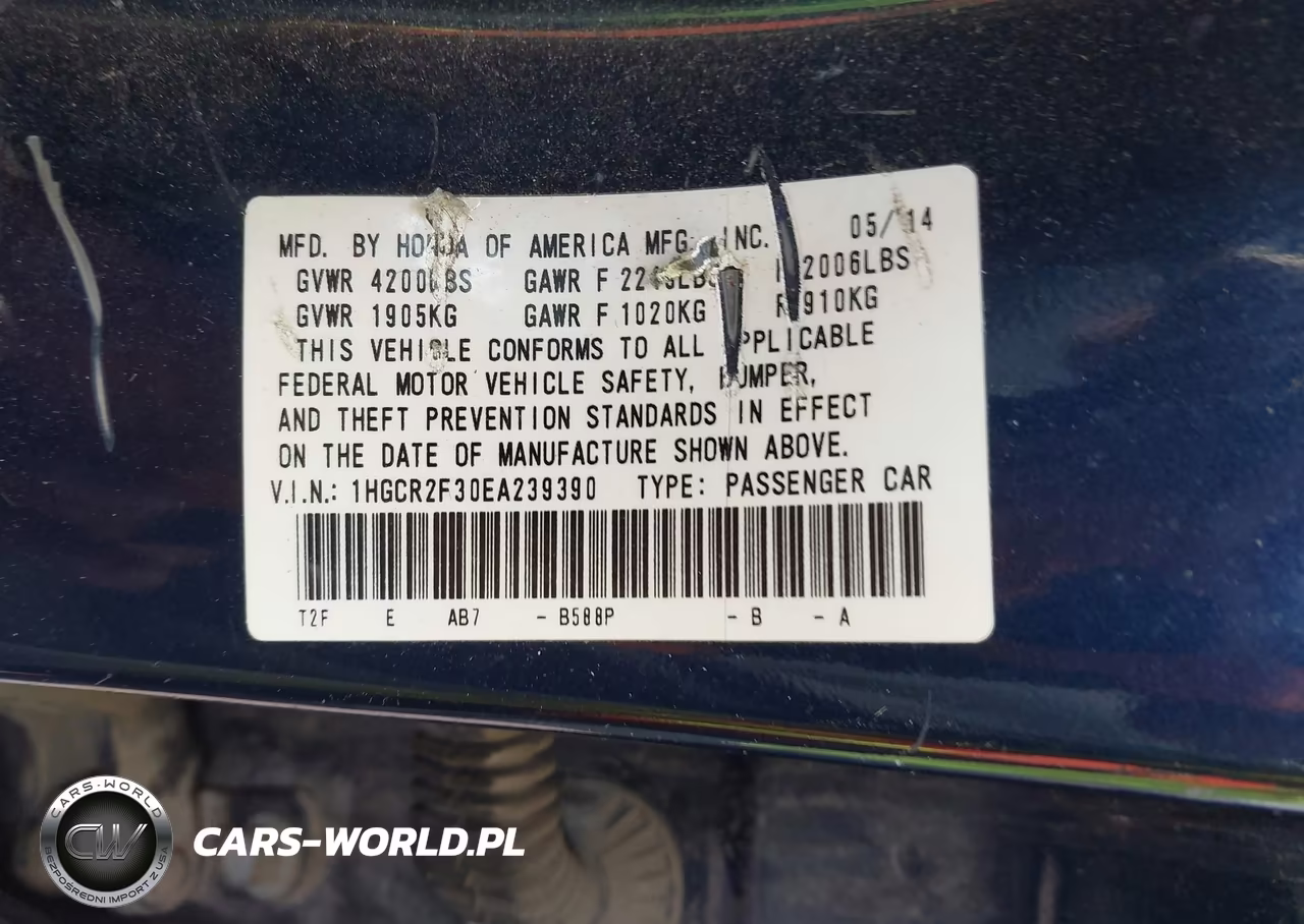 2014 Honda Accord Lx VIN:1HGCR2F30EA239390 - 9