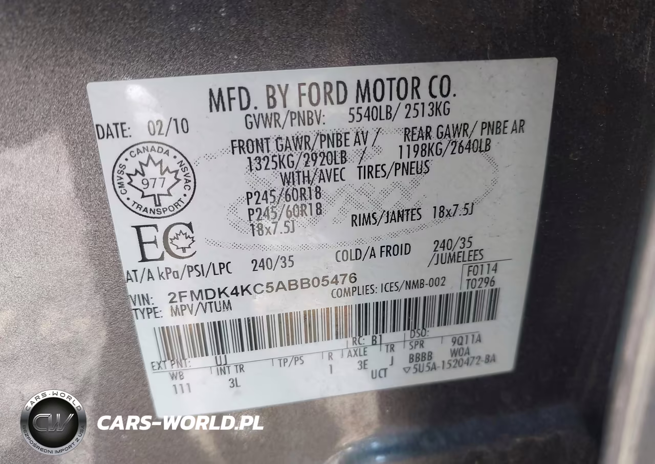 2010 Ford Edge Limited VIN:2FMDK4KC5ABB05476 - 9