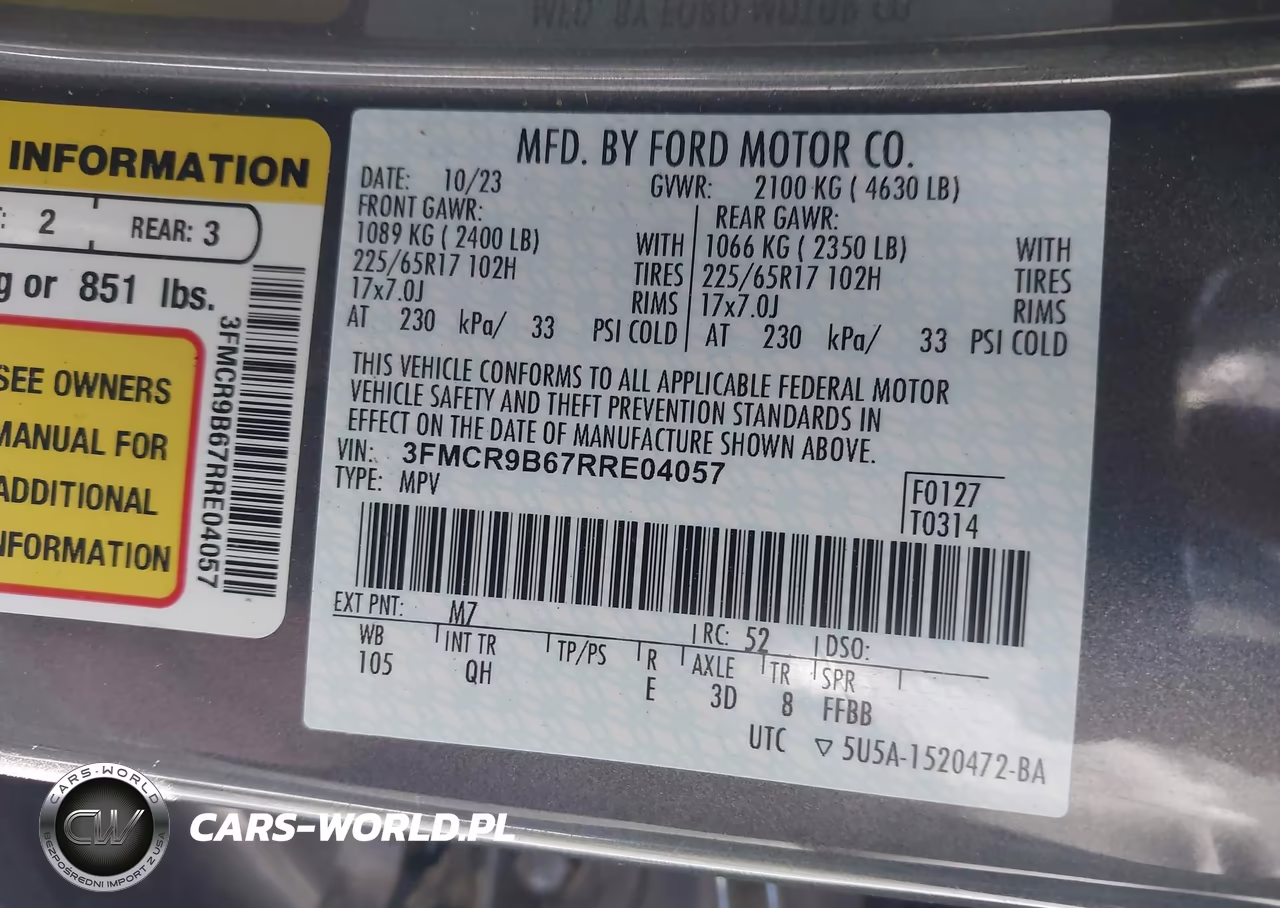 2024 Ford Bronco Sport Big Bend VIN:3FMCR9B67RRE04057 - 9