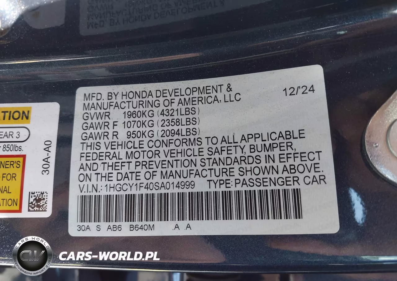 2025 Honda Accord Se VIN:1HGCY1F40SA014999 - 9