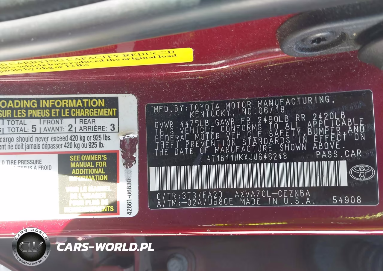 2018 Toyota Camry Le VIN:4T1B11HKXJU646248 - 9
